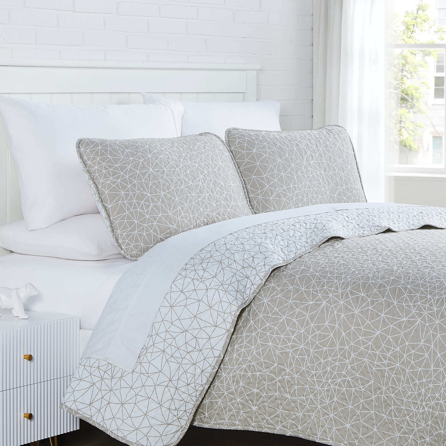 Geometric Maze Taupe-