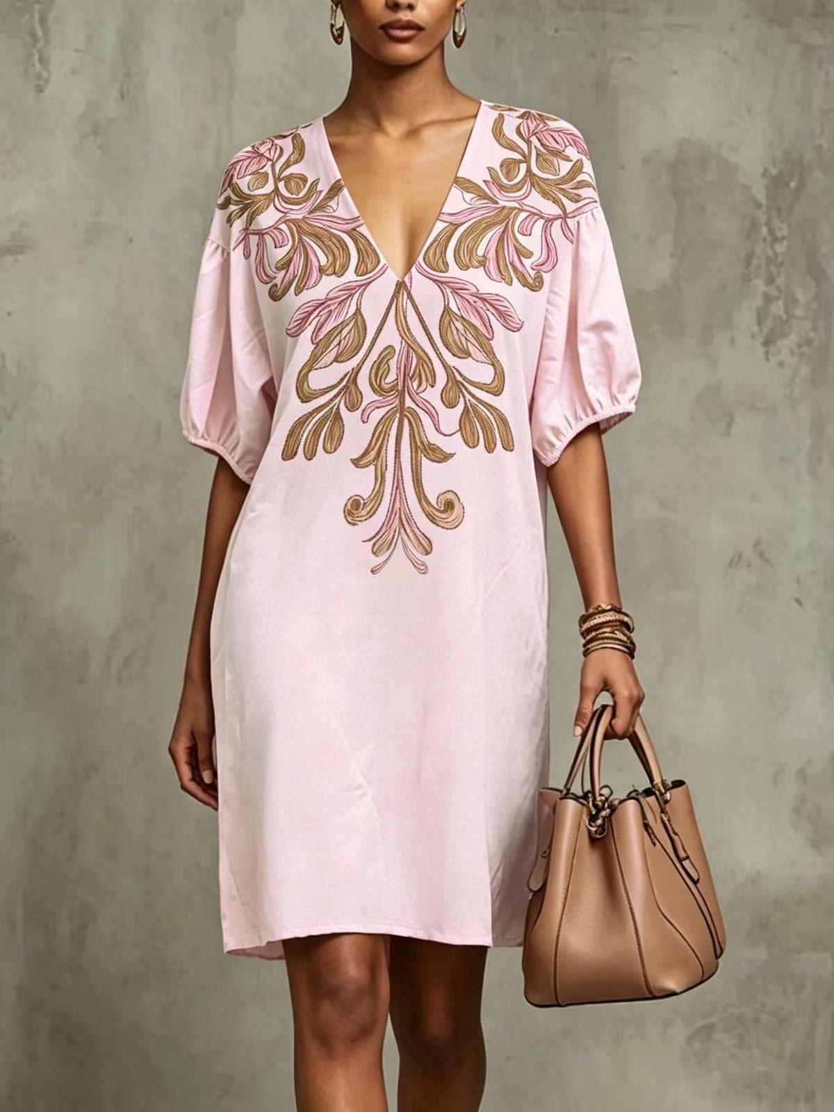 floral embroidery casual mini dress Sky Blue Floral Embroidered Mini Dress - All Dresses