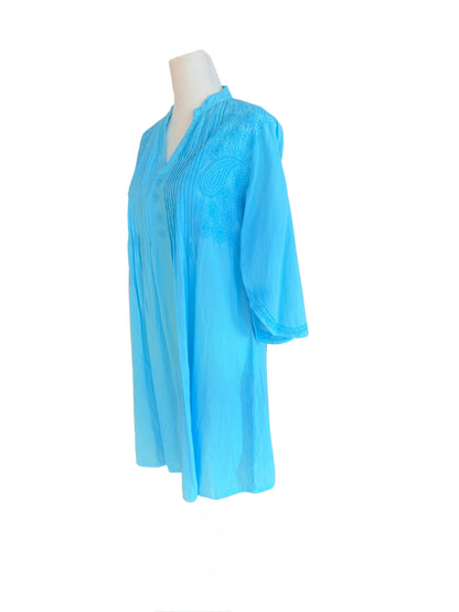 La Chic Women's Embroidered Cotton Bell Sleeves Tunic Top