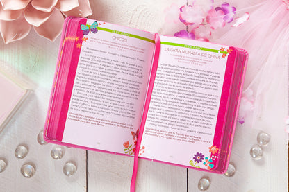 Pink, silver, and white -