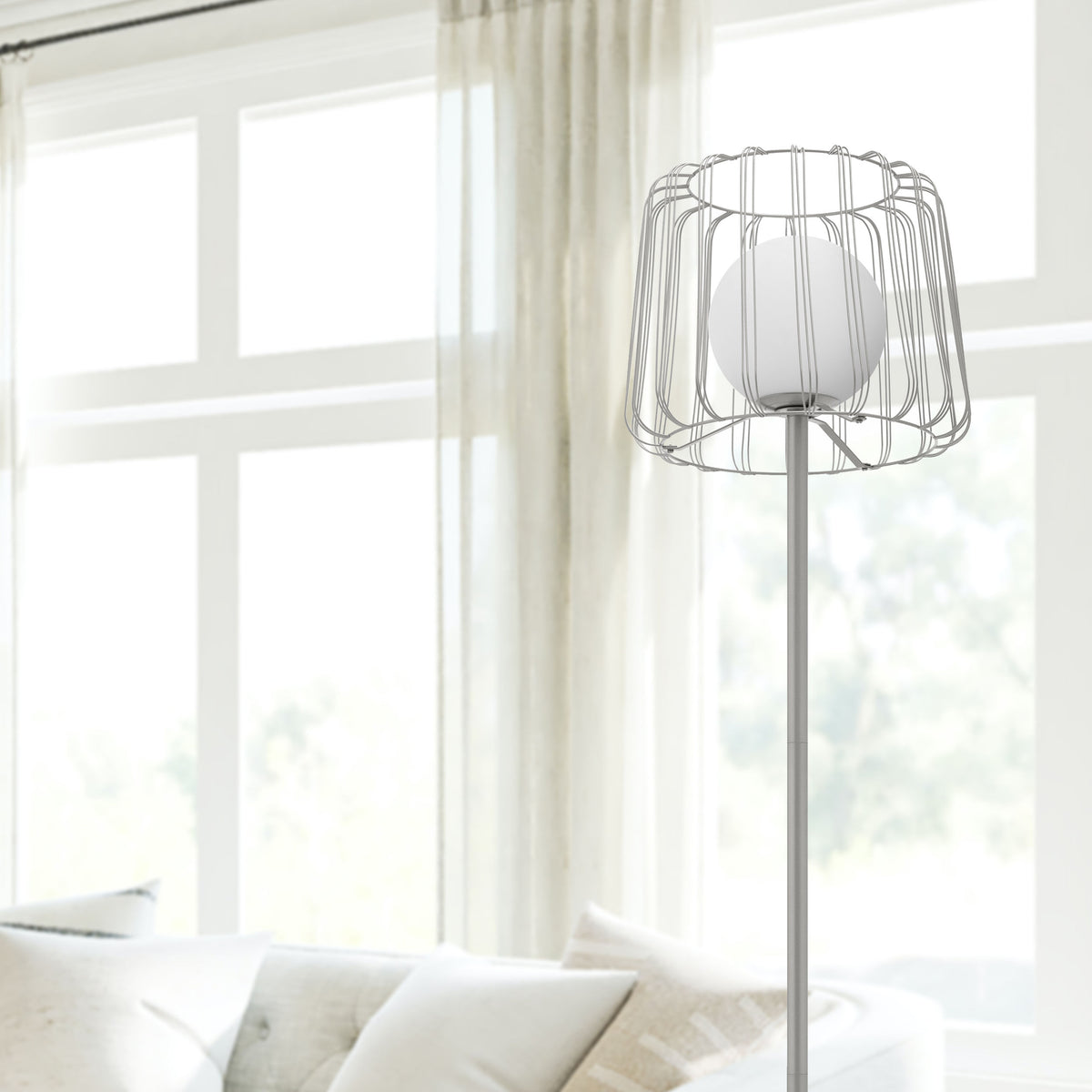 River of Goods 62.75" H Mateo Caged Globe Shade Floor Lamp