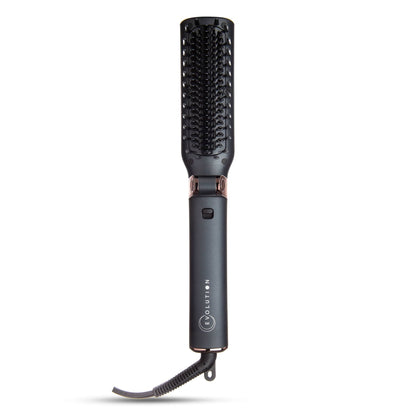 TIRI-PRO - Foldable Hot Brush Hair Straightener with Travel Case – Portable Smoothing Brush with Tourmaline