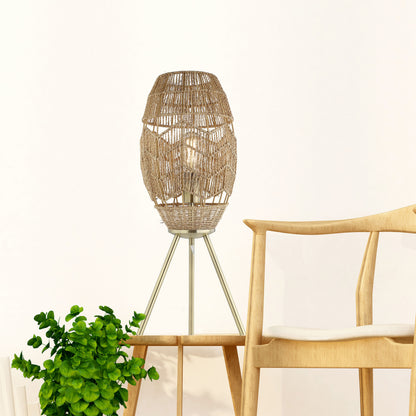 River of Goods Moira 23.5" High Brushed Gold Iron Table Lamp with Round Tan Hemp Rope Shade