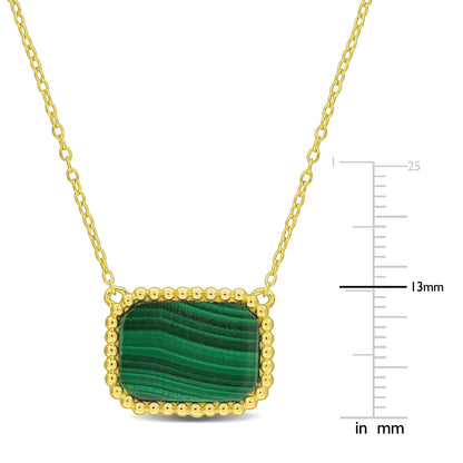 5 CT TGW Malachite Necklace With Chain Yellow Silver Length (inches): 17