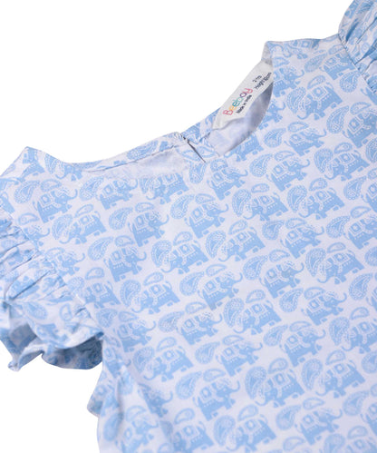 Beebay Elephant print Asymmetric frill dress