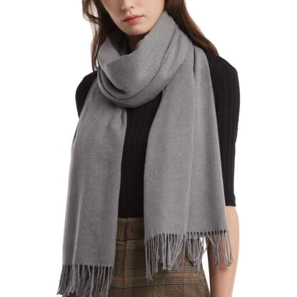Women's Solid Color Fringed Scarf