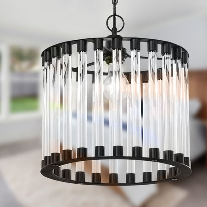 River of Goods 13" W Adalee Clear and Black Glass and Metal Pendant Light