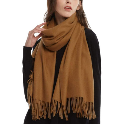 Women's Solid Color Fringed Scarf