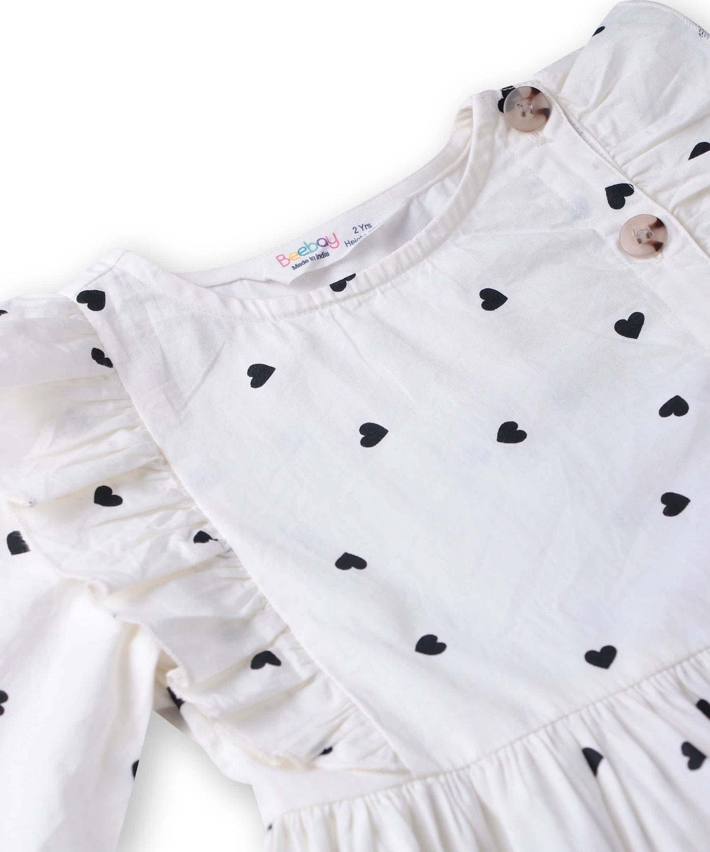 Beebay Button through heart print dress White