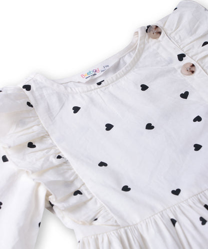 Beebay Button through heart print dress White