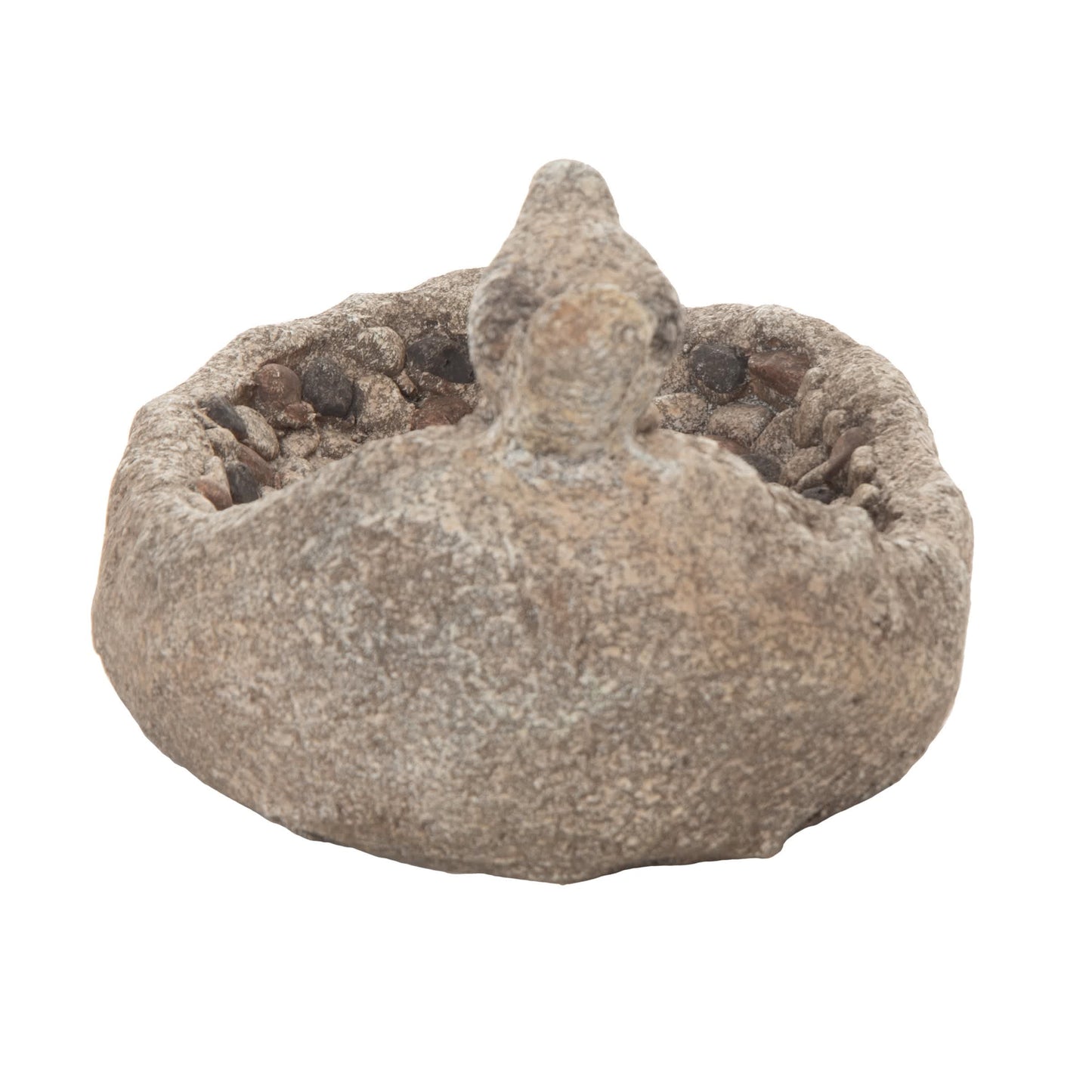 13.75 Inch Gray Spring Faux Pebble Birdbath Decorative Object Polyresin Garden Decor