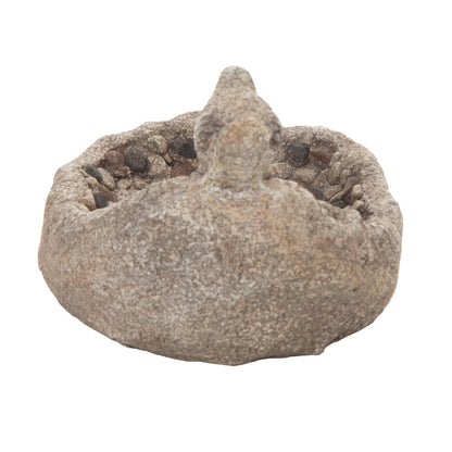 13.75 Inch Gray Spring Faux Pebble Birdbath Decorative Object Polyresin Garden Decor