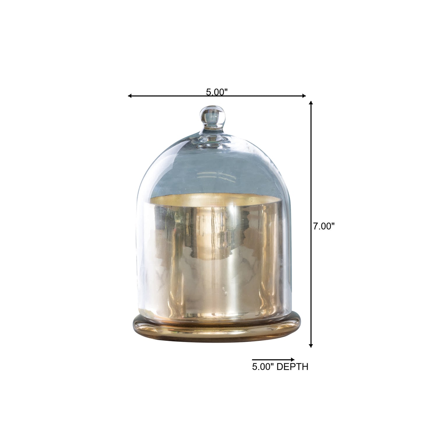 7 Inch Gold Harvest Mercury Glass Jar with Cloche Candle Holder Decorative Accent
