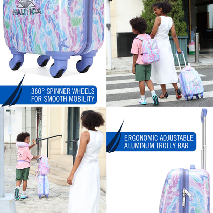 Nautica Kids 18" Airline Approved 5-Piece Carry-on Suitcase Set | Pastel Shell