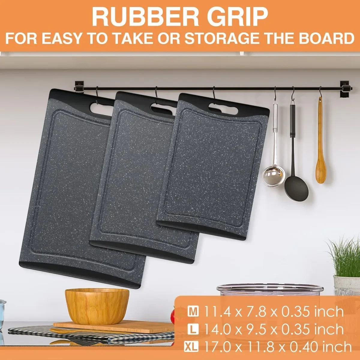 Non-Slip Rubber Grip Cutting Boards