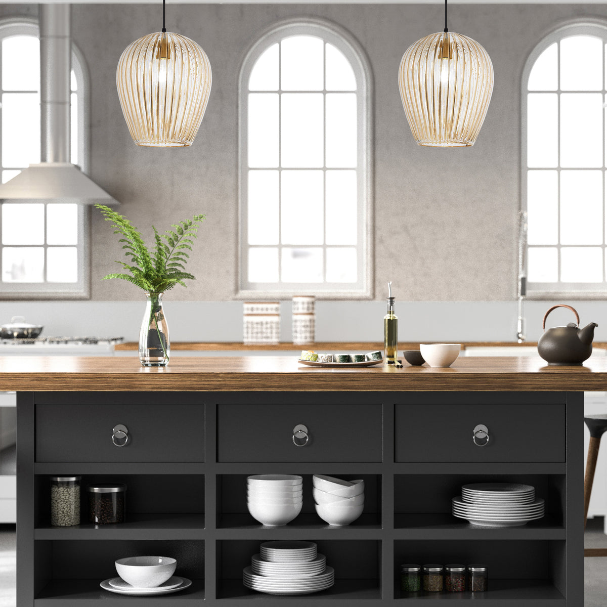 River of Goods 10.75" W Zoe Modern Clear and Gold Dome Shade Pendant