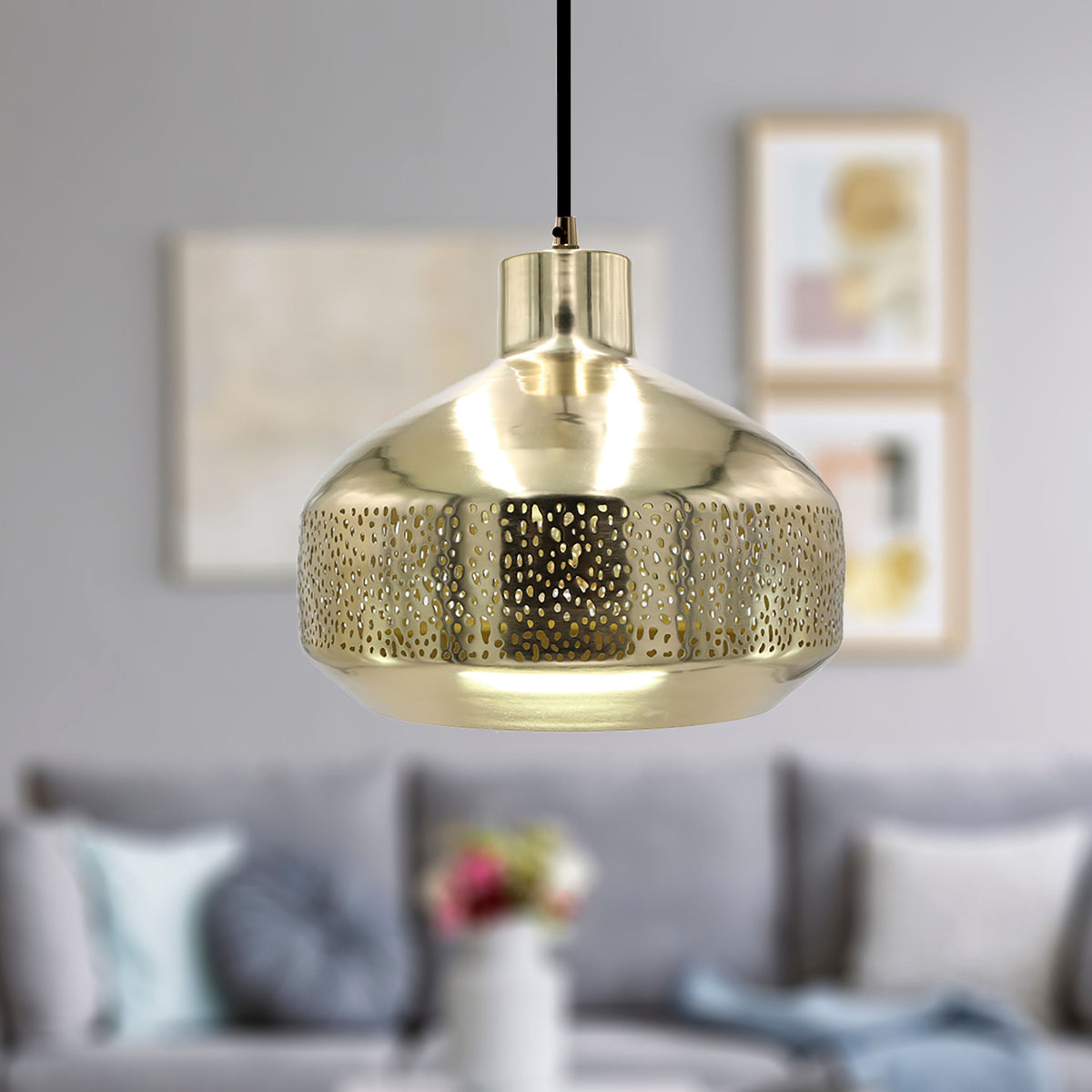 River of Goods 16"H Sorrento Teardrop 1-Light Metal Pendant