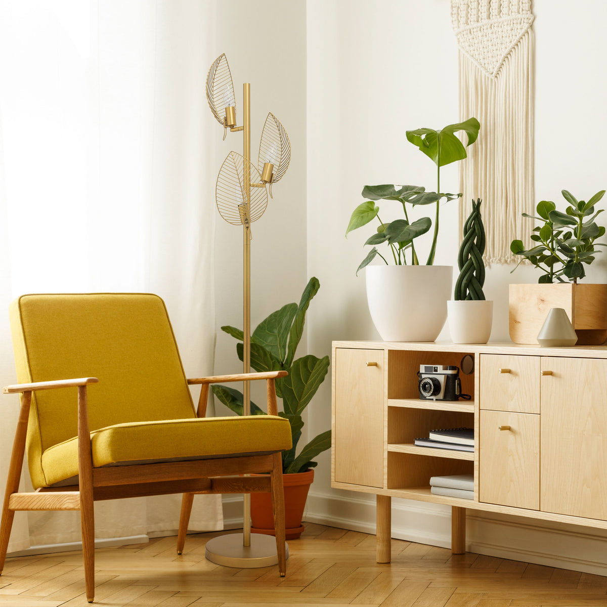 River of Goods 59.25" H Theo Leaf Shade Floor Lamp
