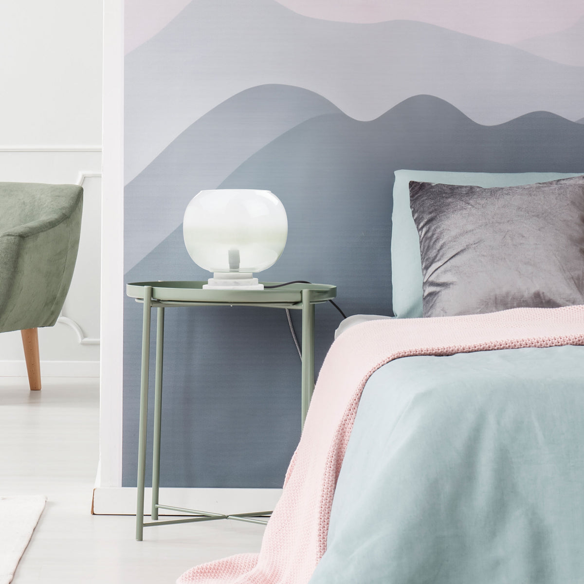 River of Goods 13" H Emily White and Green Ombre Stacked Base Globe Shade Accent Lamp