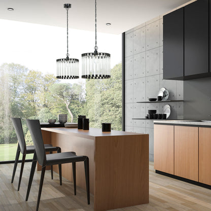 River of Goods 13" W Adalee Clear and Black Glass and Metal Pendant Light