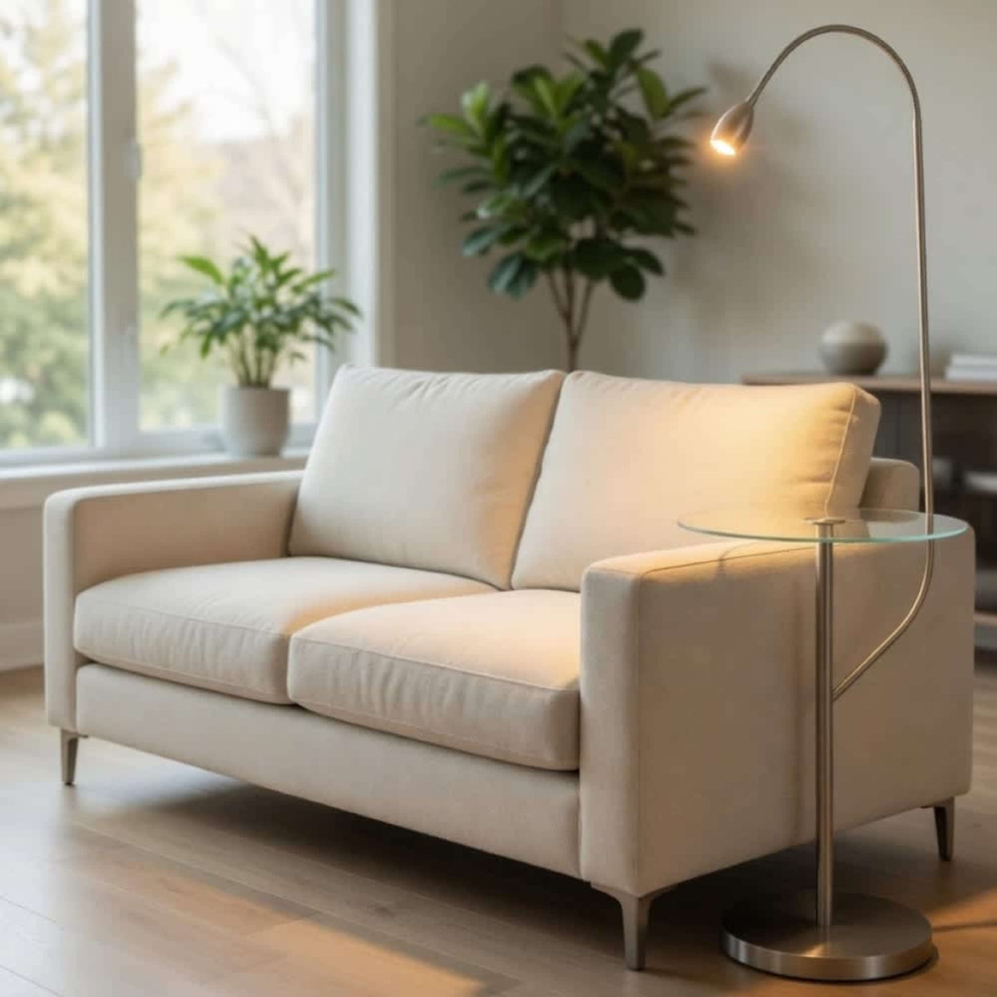 FOCUS Natural Daylight LED Adjustable Beam Floor Lamp with Table