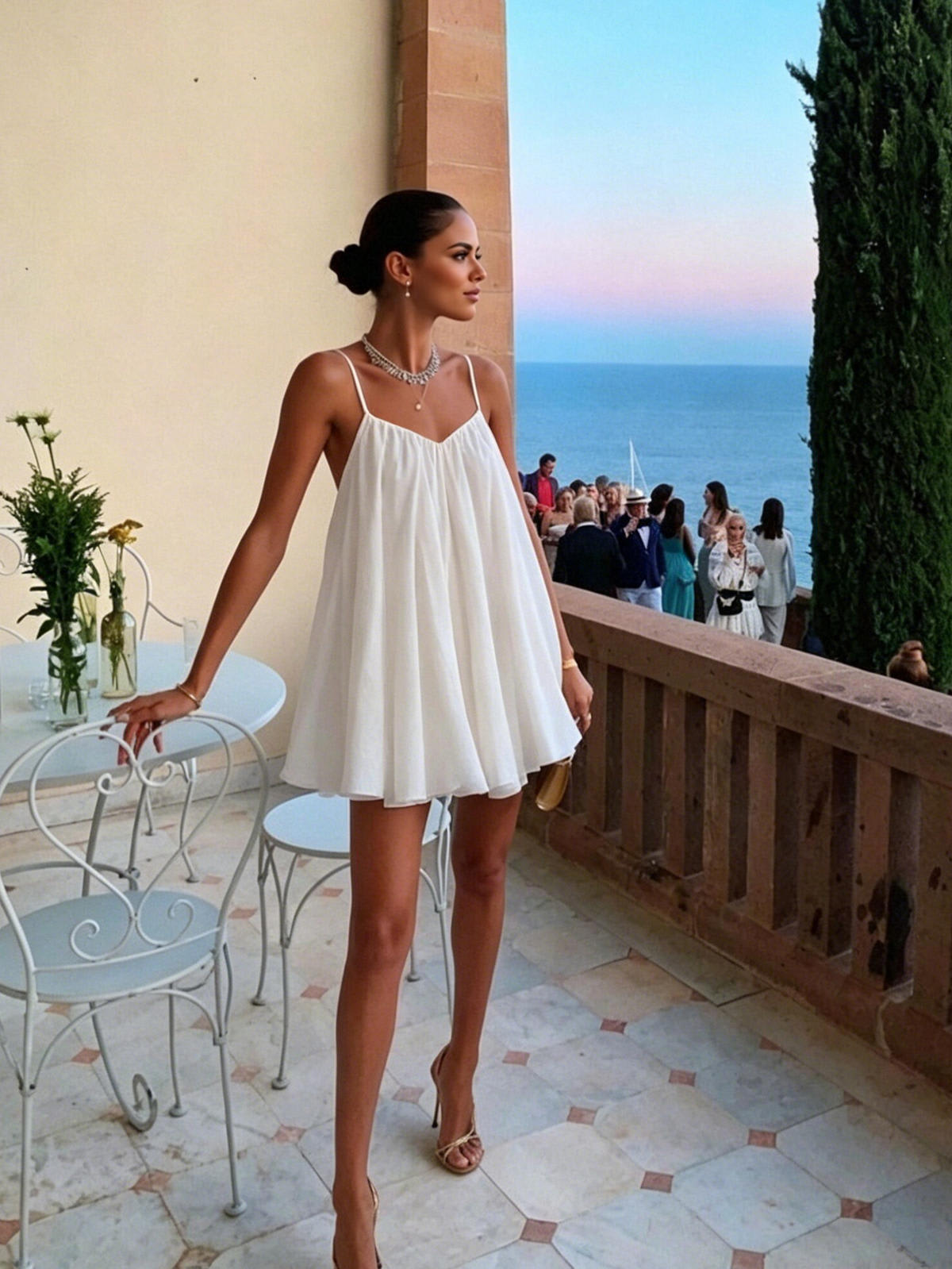 stylish v neck strap a line dress HOMEYEE Women's Fashion Solid Color Chiffon Sexy V-Neck Spaghetti Strap  Backless Elegant A-Line Dress For Vacation, Cocktail, Formal Evening Party,  Bridesmaid