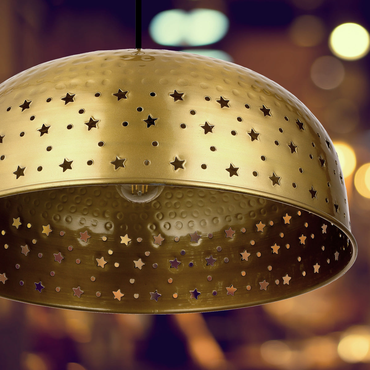 River of Goods Stevie 17.75"W Star-Shaped Cutout Gold Pendant Light