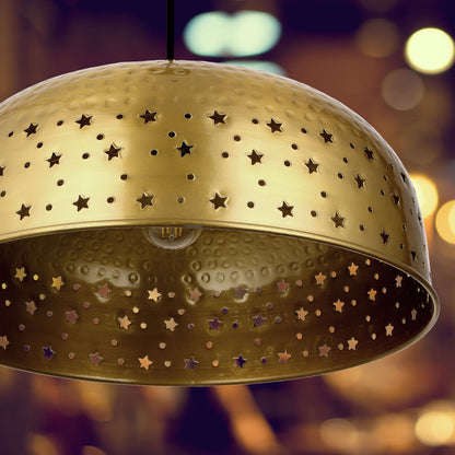 River of Goods Stevie 17.75"W Star-Shaped Cutout Gold Pendant Light