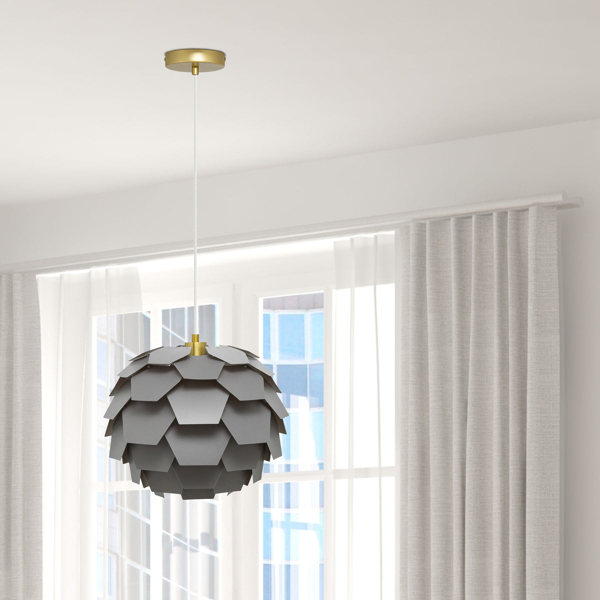 River of Goods 14.5" W Katya Round Glam Pendant Light with Brushed Gold Canopy