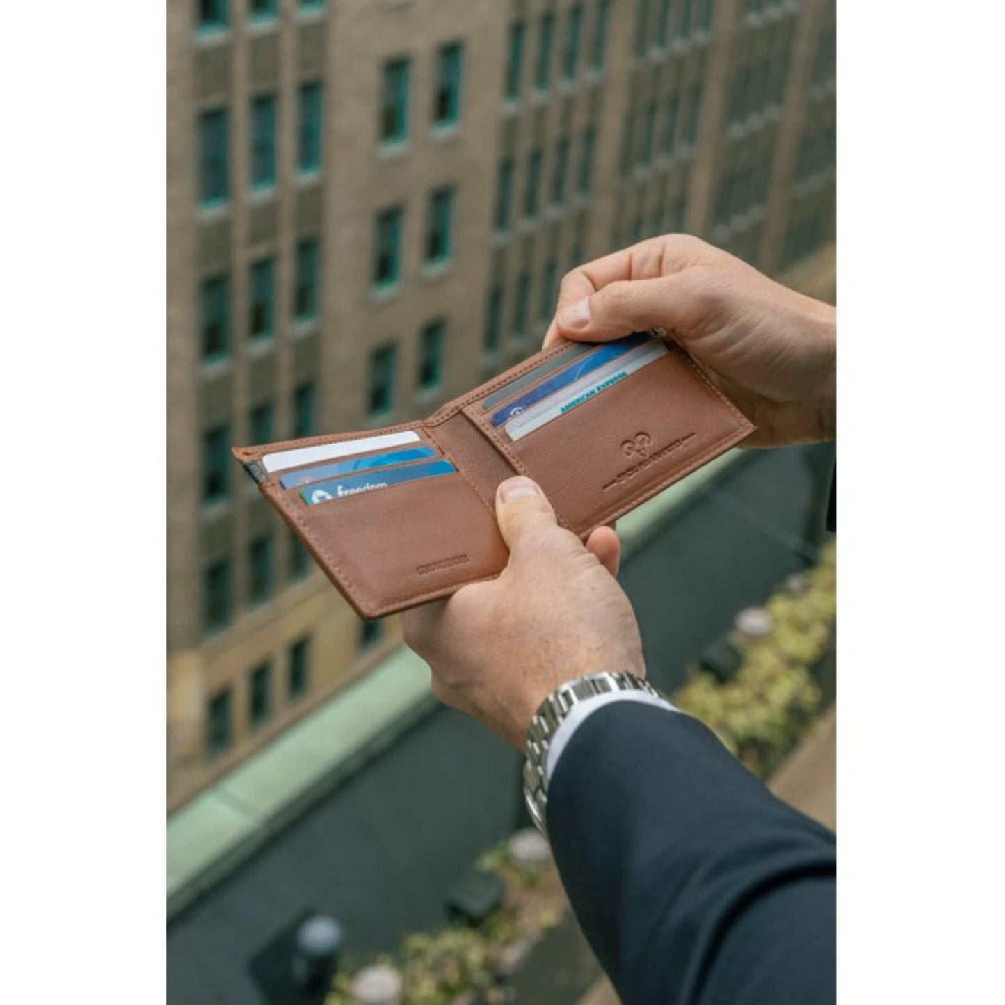 Jack Abrahams Goat Nappa Leather Bi-Fold Top Front Wallet