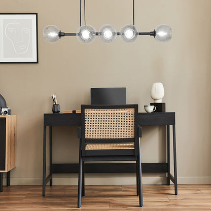 River of Goods 48" L 8-Light Mariko Black Metal and Smoked Glass Chandelier