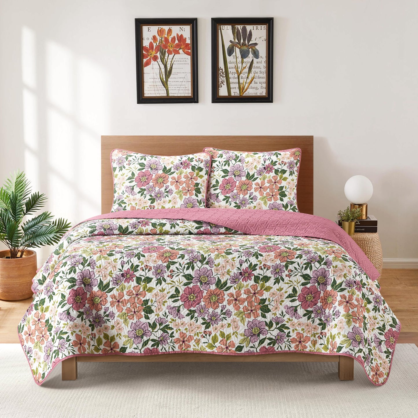 Nanshing Alayna 3 Piece King Floral Quilt Set