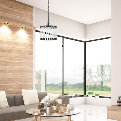 River of Goods 13" W Adalee Clear and Black Glass and Metal Pendant Light