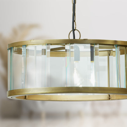 River of Goods 17" W Angelina Gold Metal and Beveled Glass Pendant