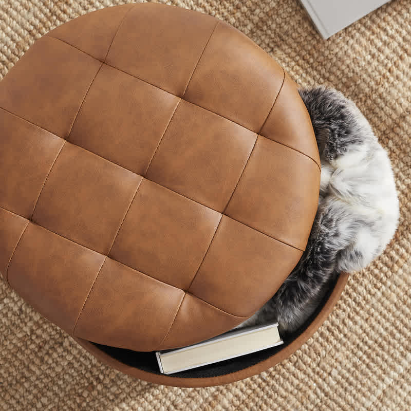 Faux Leather Cognac-