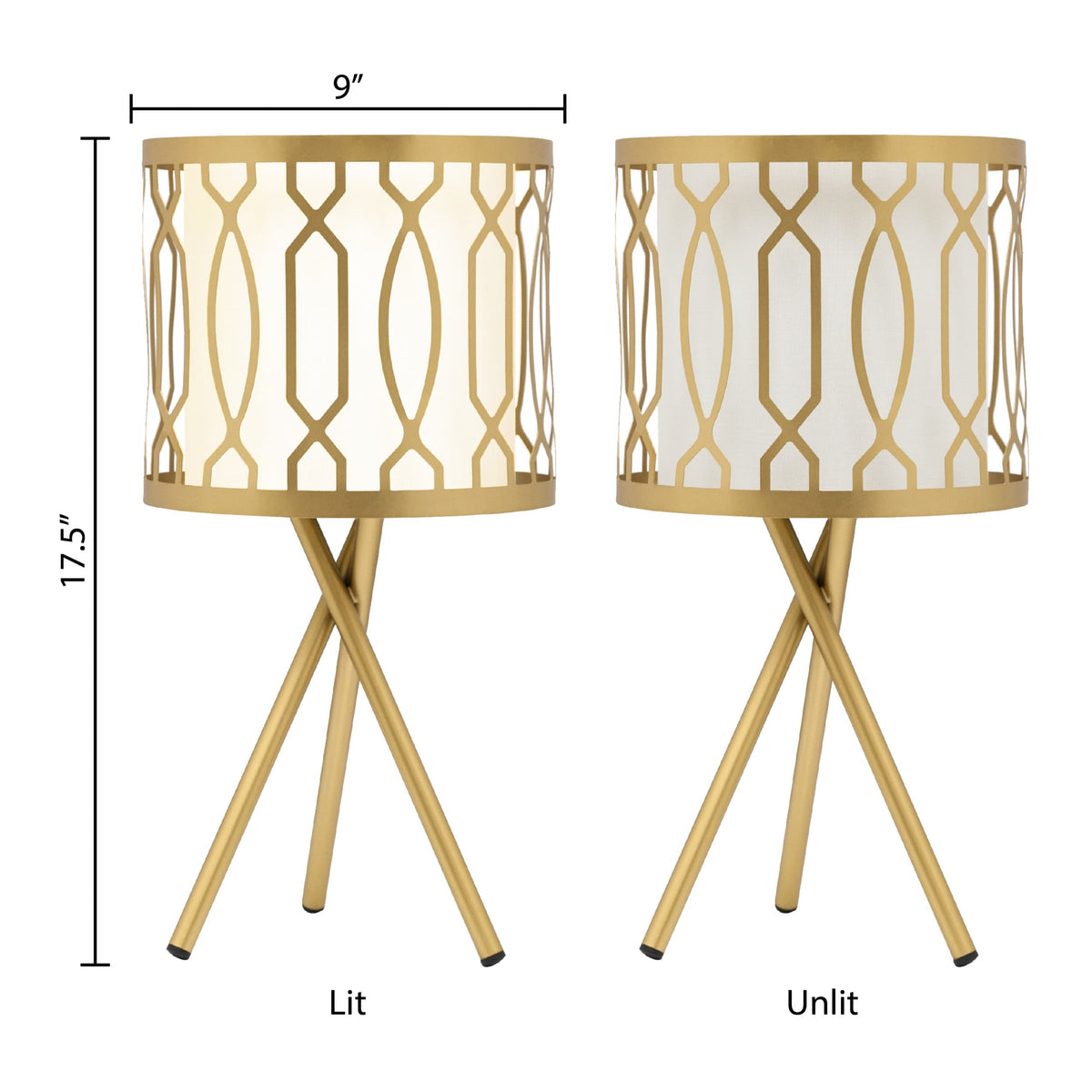 River of Goods Set of 2 Lunita 17.5" Gold Tripod Base Table Lamps with White Fabric Drum Shades