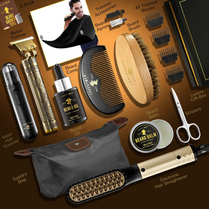 Lovery Men Beard Grooming Kit - 15pc Luxury Beard Care
