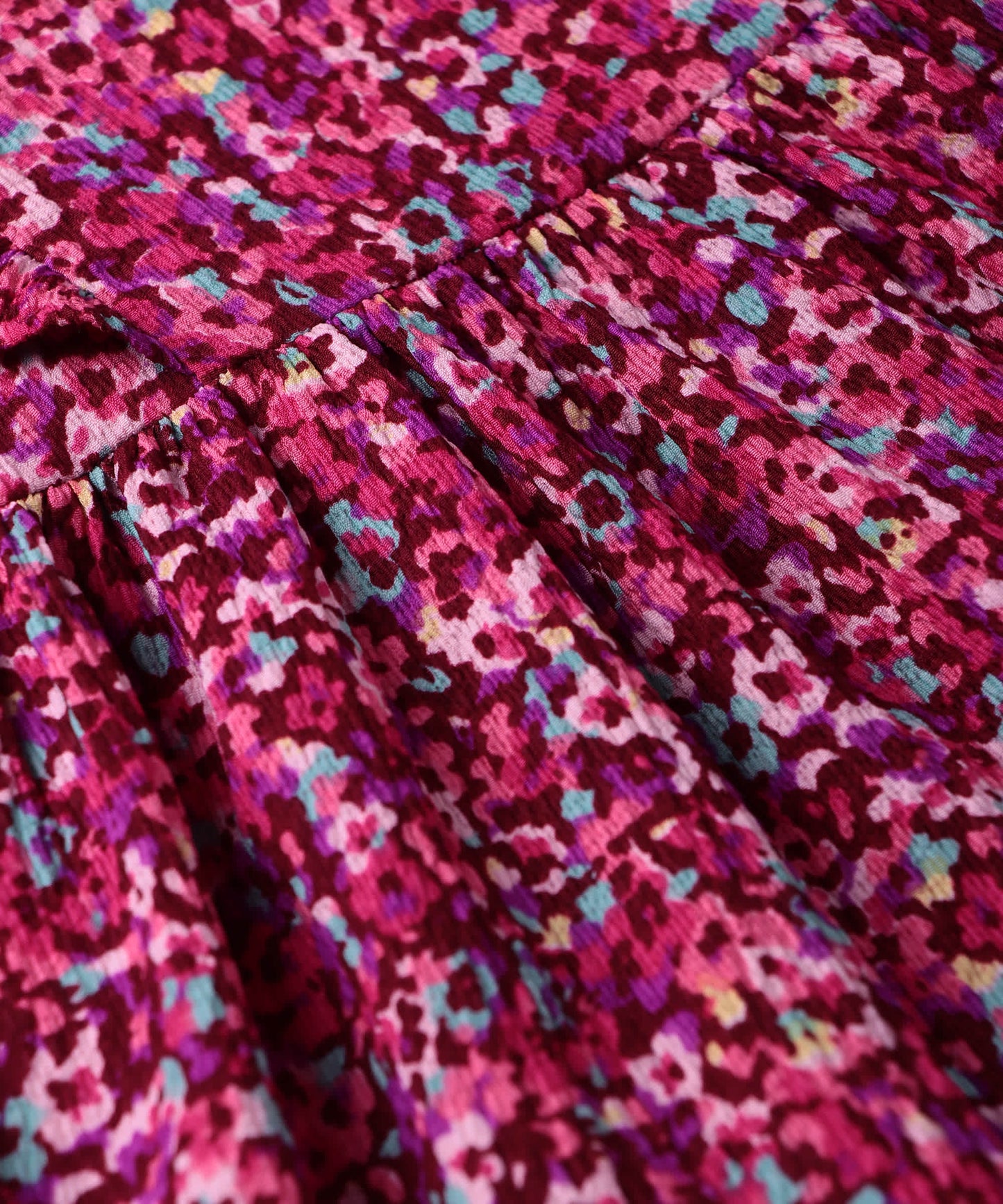 Beebay Abstract print ruffle dress Maroon