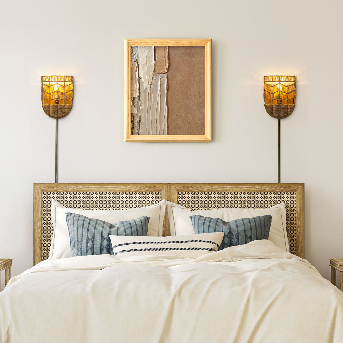 River of Goods 25.75"H Brushed Gold Iron Wall Sconce with Hemp Rope Shade
