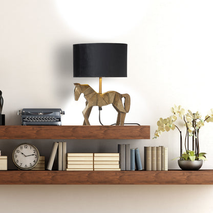 River of Goods 17.75 H Gold Origami Horse Base Table Lamp with Black Drum Shade