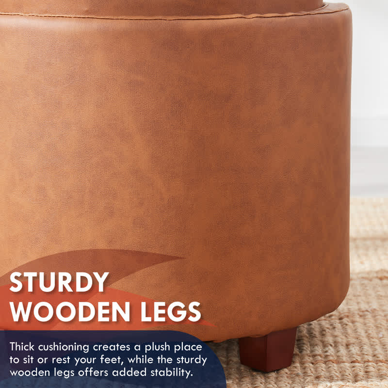 Faux Leather Cognac-