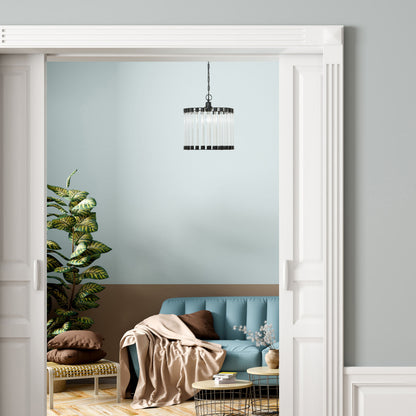 River of Goods 13" W Adalee Clear and Black Glass and Metal Pendant Light