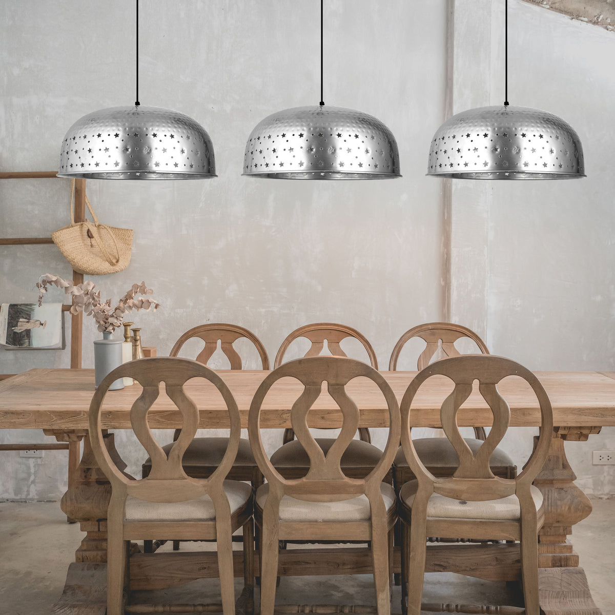 River of Goods Stevie 17.75"W Star-Shaped Cutout Silver Pendant Light