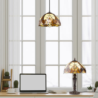 River of Goods 10" W Halston Traditional Amber Dome Shade Pendant