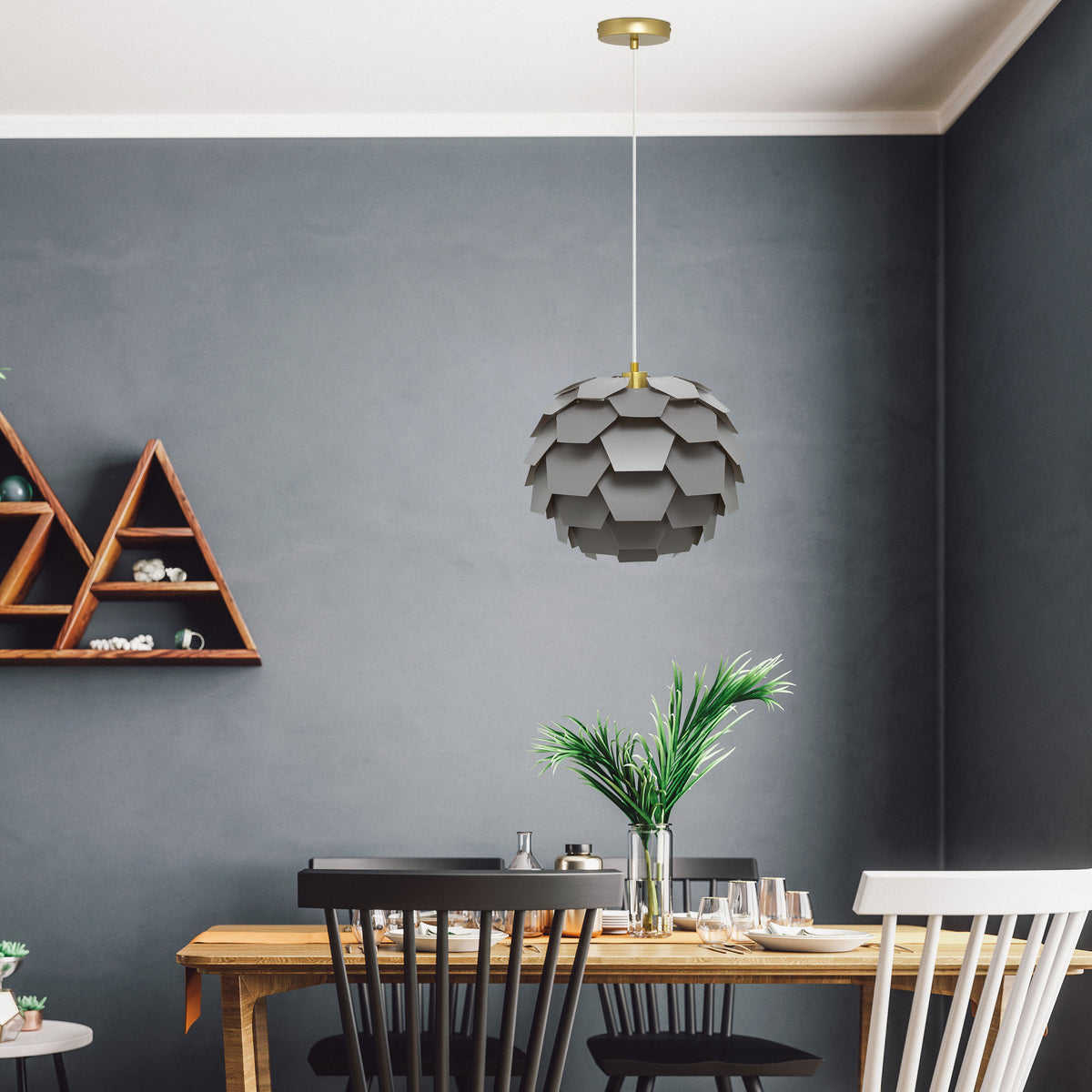 River of Goods 14.5" W Katya Round Glam Pendant Light with Brushed Gold Canopy