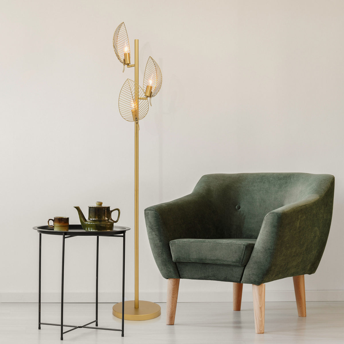 River of Goods 59.25" H Theo Leaf Shade Floor Lamp
