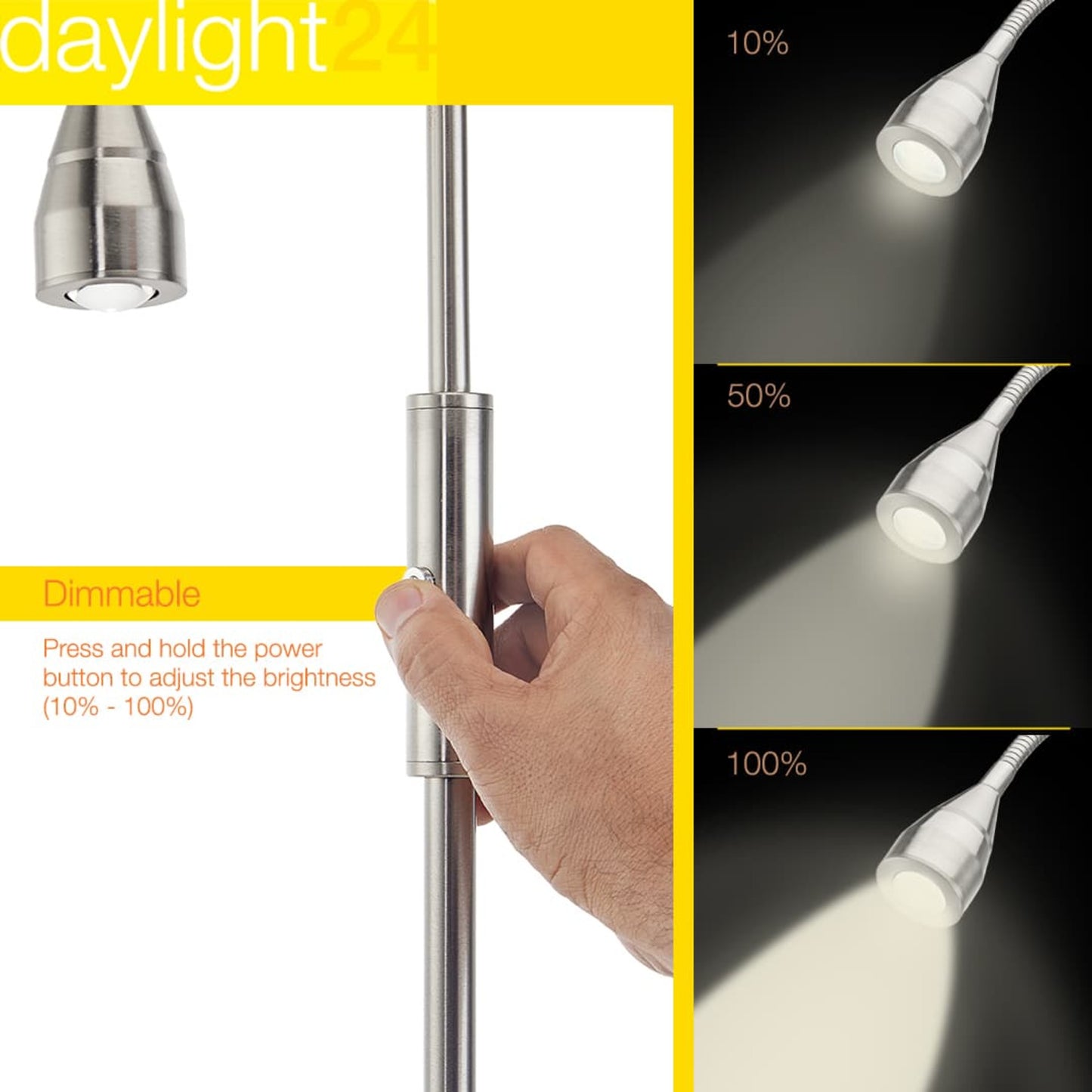FOCUS PRO Natural Daylight Replaceable-LED Floor Lamp - Nickel