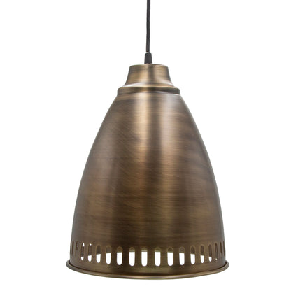 River of Goods 13"H Pierced Brushed Metal Cone Pendant