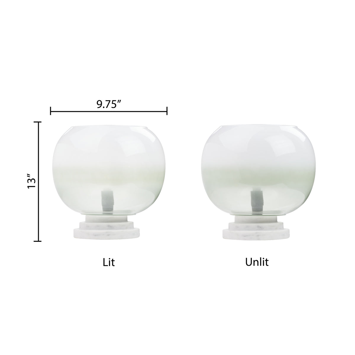 River of Goods 13" H Emily White and Green Ombre Stacked Base Globe Shade Accent Lamp