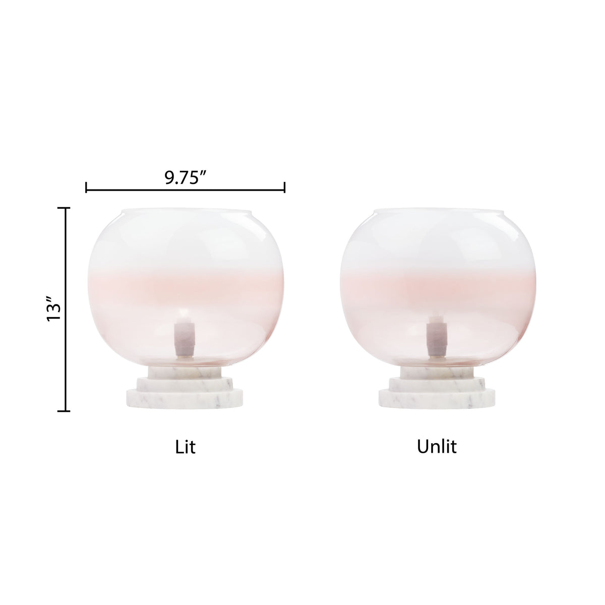 River of Goods 13" H Emily White and Pink Ombre Stacked Base Globe Shade Accent Lamp